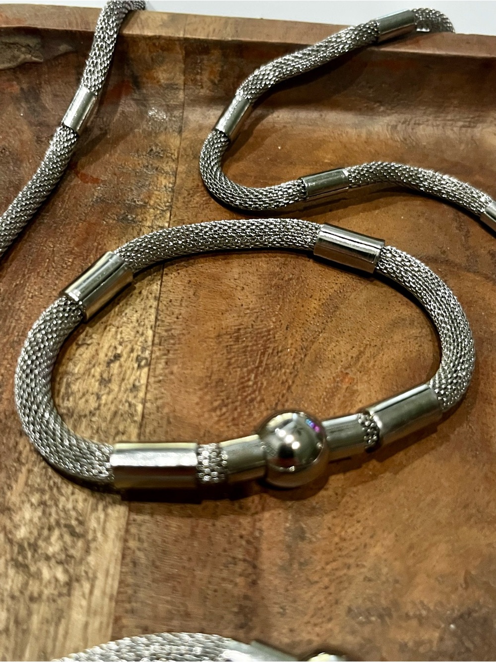 Stainless Steel Mesh Necklace and Bracelet Set - Silver $30 sku85 - Picture 2 of 6